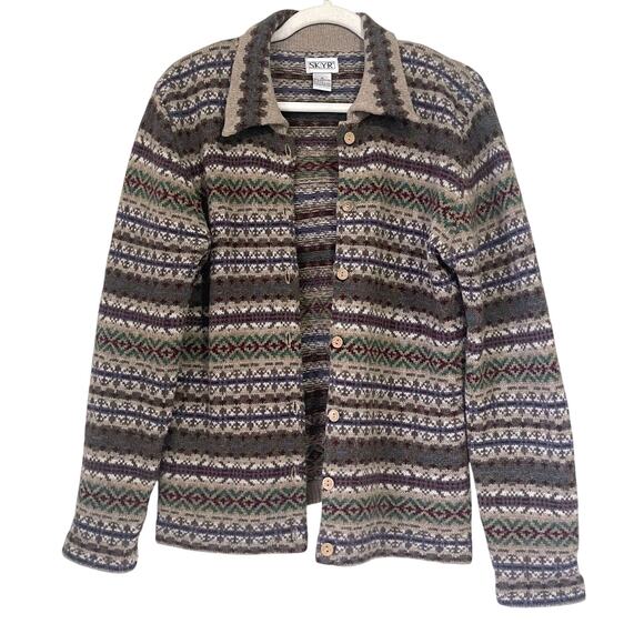 SKYR Vintage 100% Lambs Wool Nordic Cardigan in Multi Size M - Picture 3 of 12